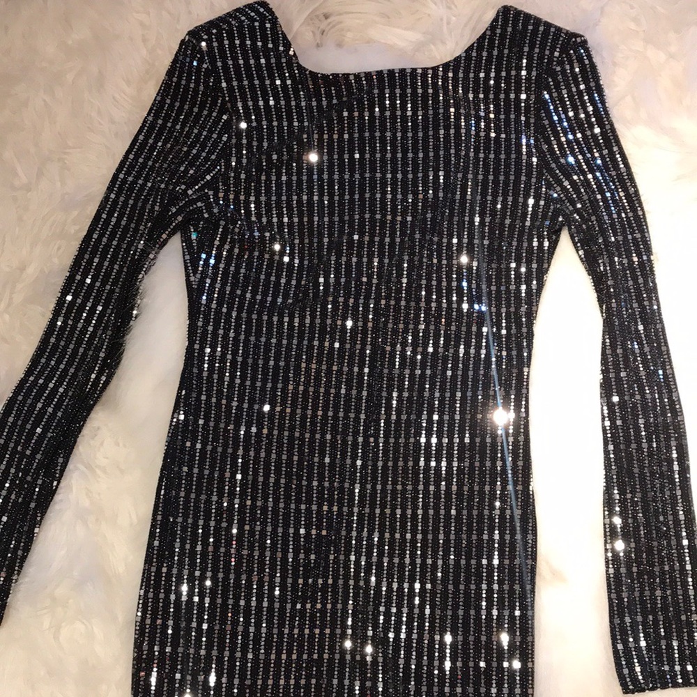 BLACK DRESS WITH SILVER SEQUIN/SPARKLE BIRTHDAY